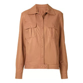 Genuine Leather Shirt Jacket | Brown color Leather Trucker Jacket